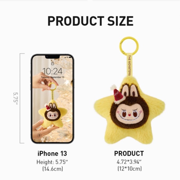 Labubu Star Plush Keychain - Picture 2 of 6